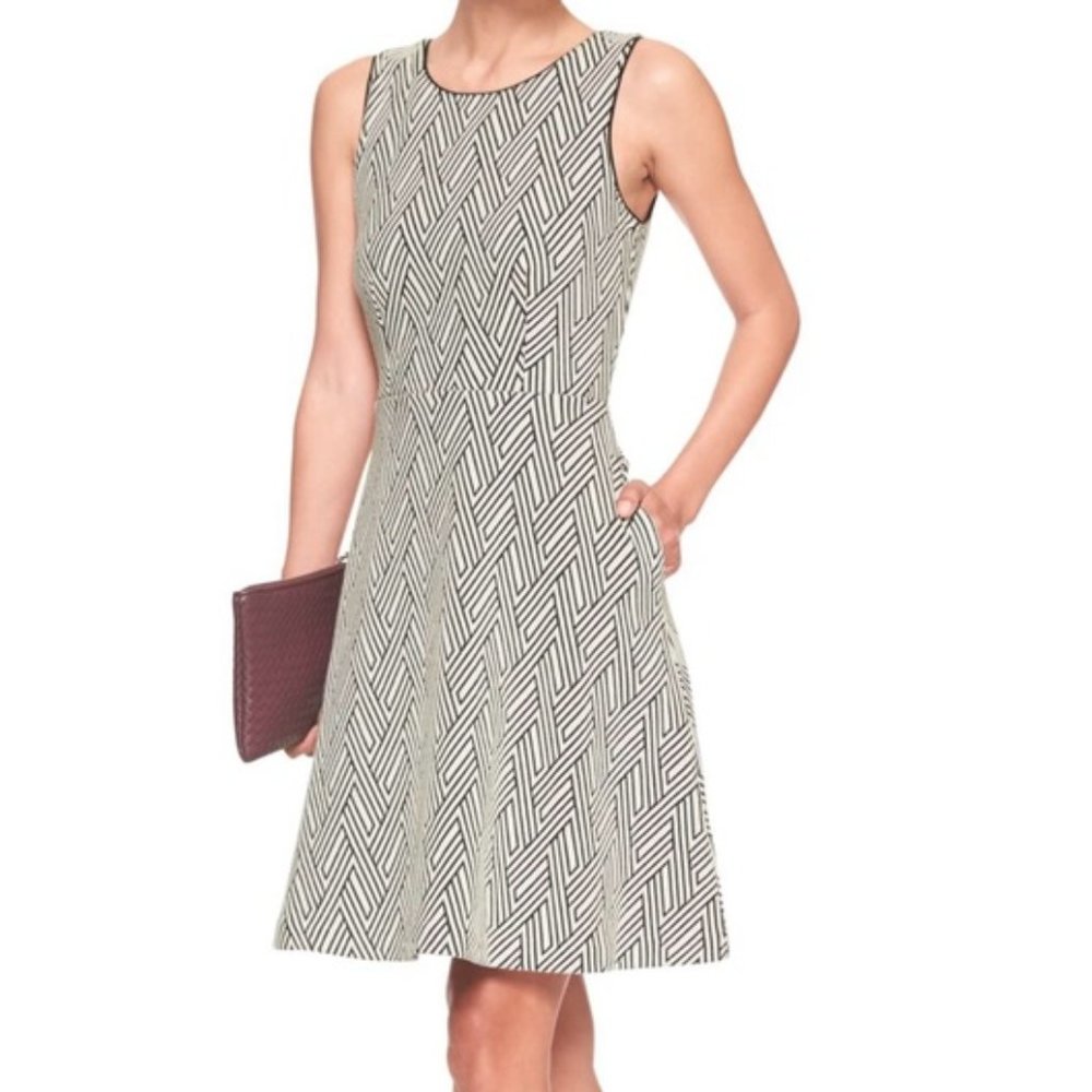 Banana Republic Fit Flare Geo Print Knit Dress 2